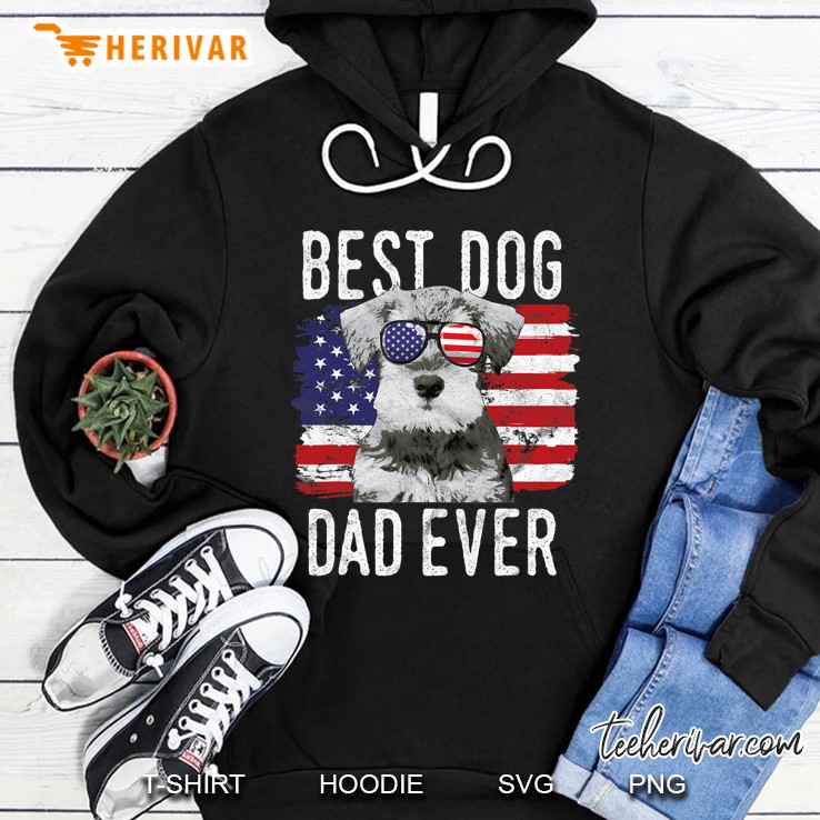 Mens American Flag Best Dog Dad Ever Miniature Schnauzer Usa Hoodie