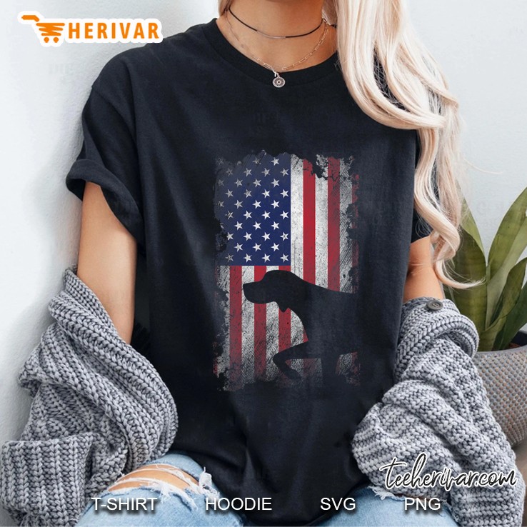 Patriotic German Shorthaired Pointer American Flag Gsp Dog Ladies Tee