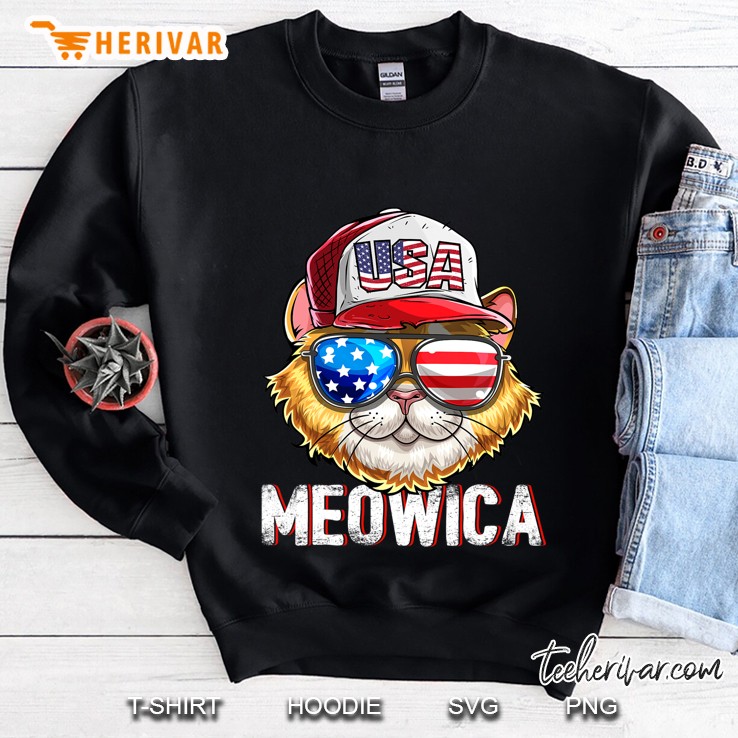 Meowica American Flag Cat 4Th Of July Trucker Hat Costume Sweatshirt