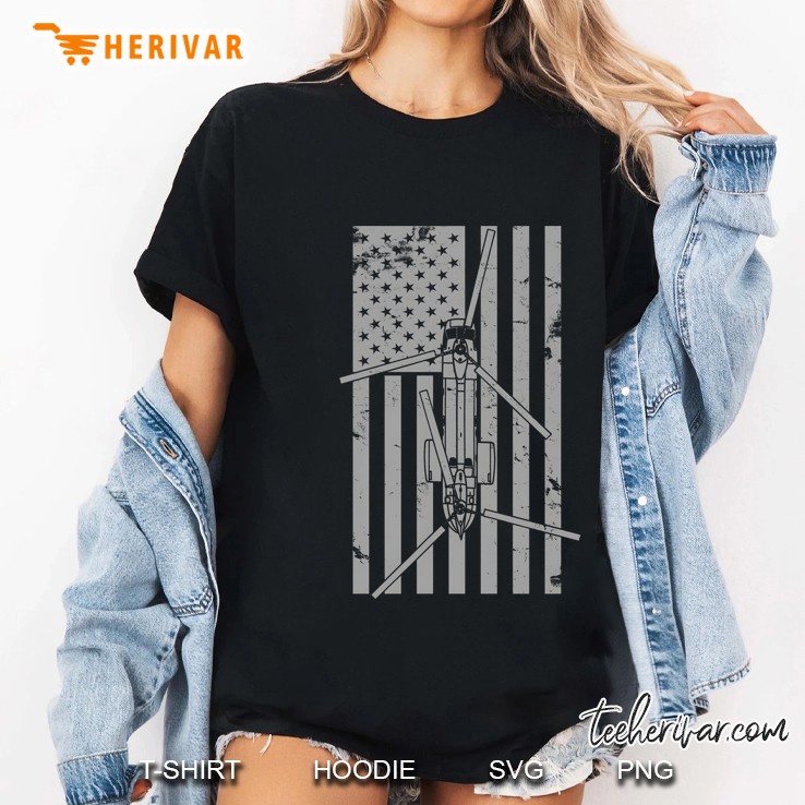 Ch-46 Seaknight Military Helicopter Vintage Flag Ladies Tee
