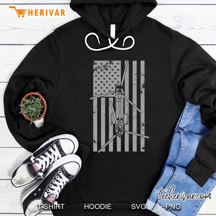 Ch-46 Seaknight Military Helicopter Vintage Flag Hoodie