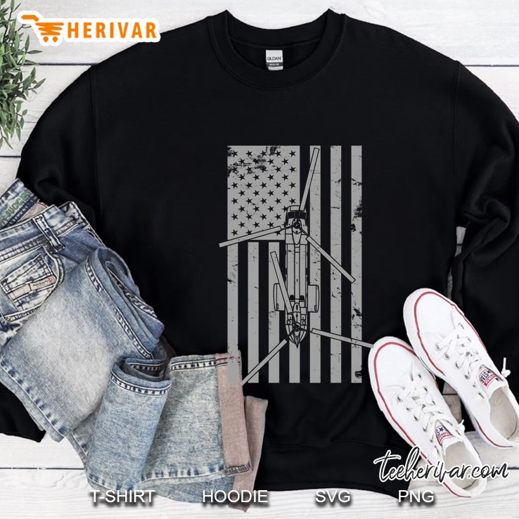 Ch-46 Seaknight Military Helicopter Vintage Flag Sweatshirt