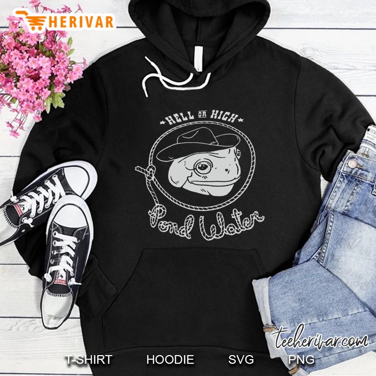 Frog Cowboy Hell Or High Pond Water Rope Circle Funny Vintage Hoodie
