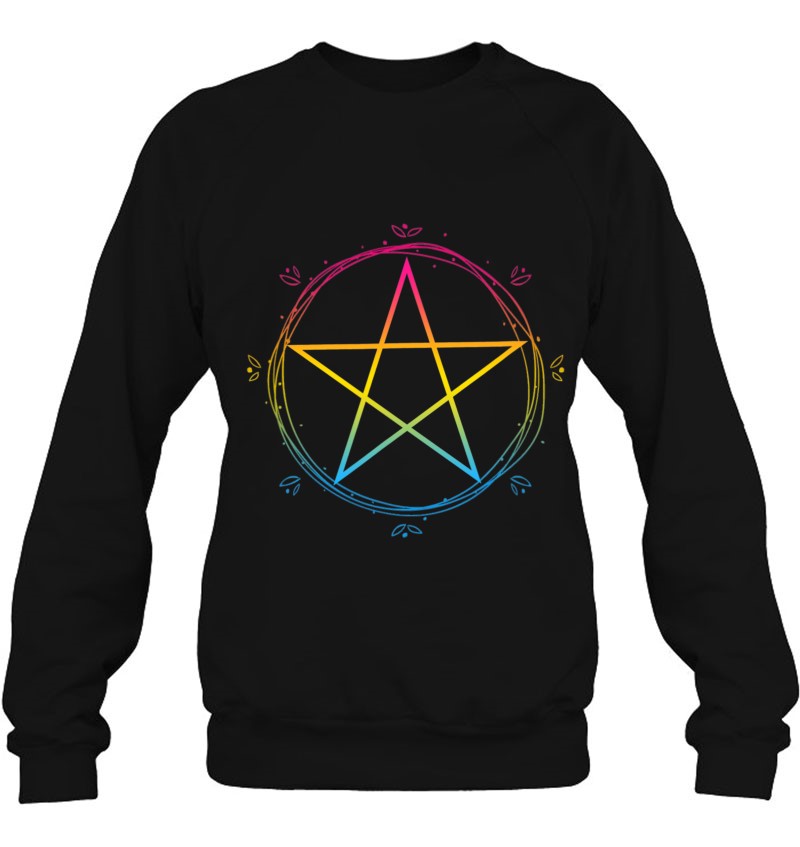 Pansexual Pentagram Wiccan Pagan Pan Pride Flag Boho Floral Sweatshirt