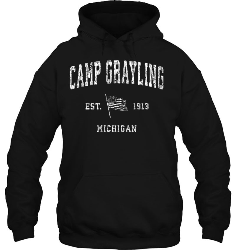 Camp Grayling Michigan Mi Vintage Us Flag Sports Tee Mugs