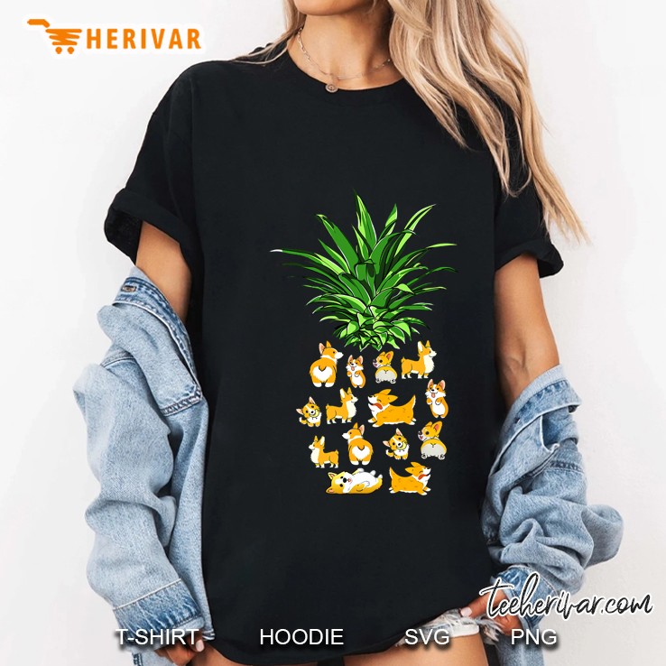 Corgi Pineapple Cute Dog Puppy Pet Paw Lover Gift Ladies Tee