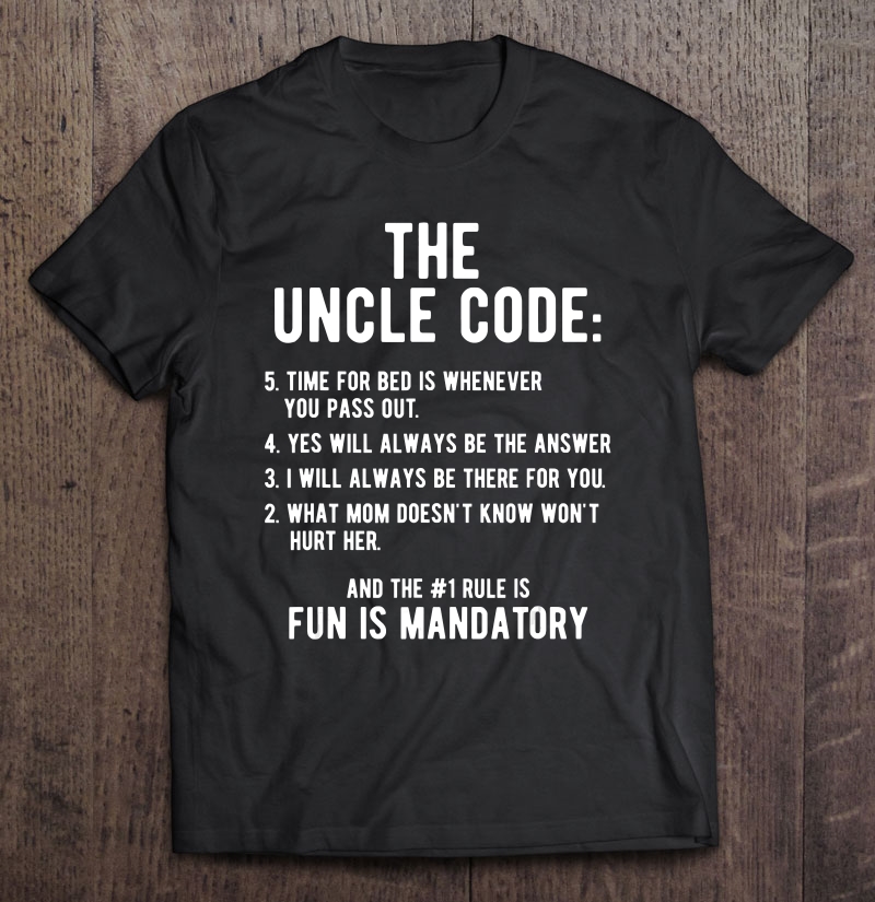 Mens Funny Uncle Gifts From Niece Nephew The Uncle Code Cool T Shirts ...