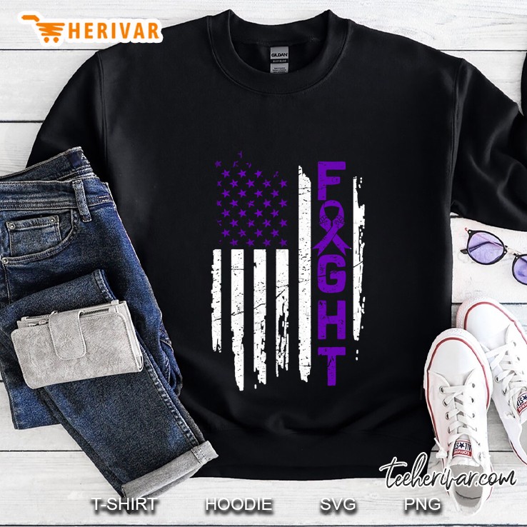 Pancreatic Cancer Awareness Tees American Flag Distressed Sweatshirt