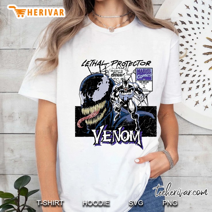 Marvel Venom Comic Lethal Protector Distressed Ladies Tee