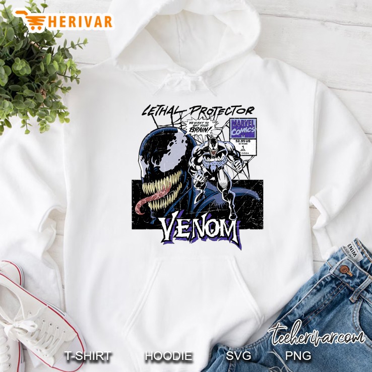 Marvel Venom Comic Lethal Protector Distressed Hoodie