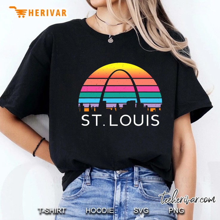 St. Louis Missouri Gateway Arch Retro Mississippi River Lou Ladies Tee