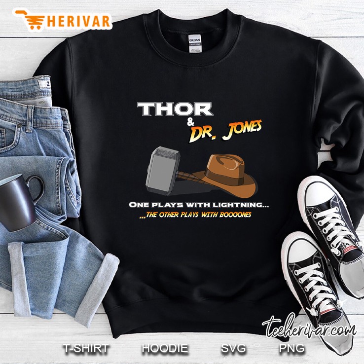 Thor & Dr Jones Great Songs Geek Sitcom Hilarious Lightning Sweatshirt