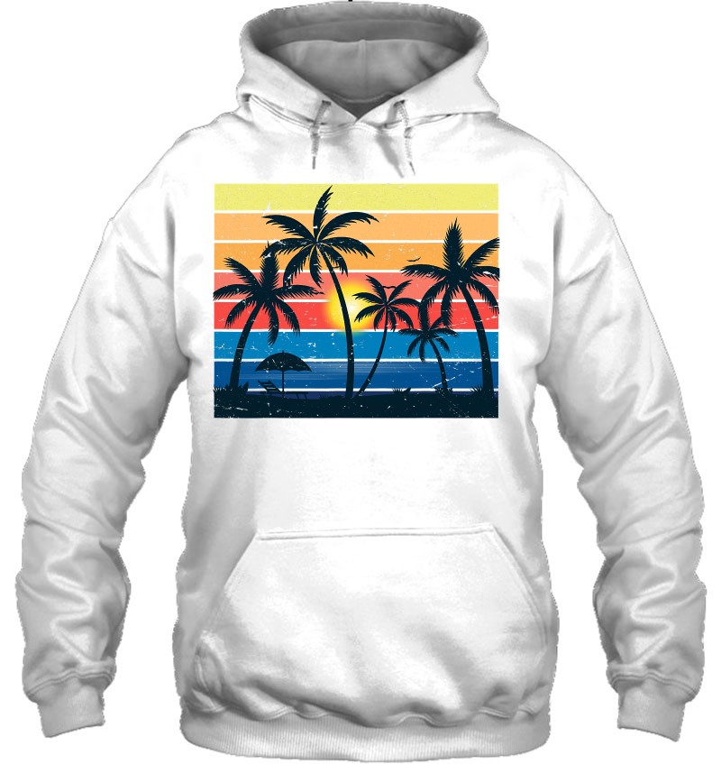 Palm Tree Retro Vintage Sunset Tropical Beach Dress Summer T-Shirts ...
