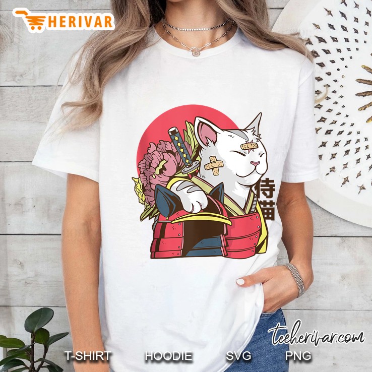 Japanese Artwork Samurai Cat Anime Cat Tank Top Ladies Tee
