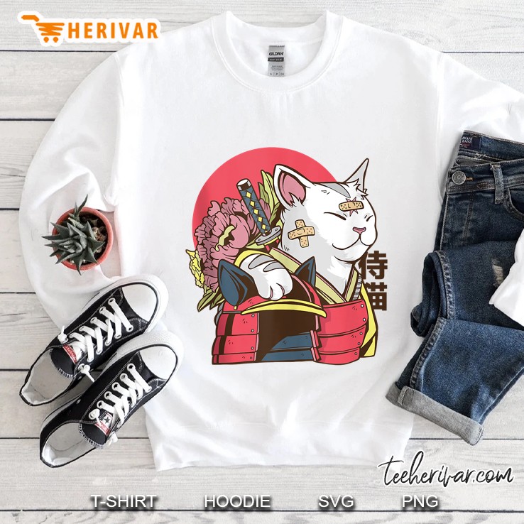 Japanese Artwork Samurai Cat Anime Cat Tank Top Sweatshirt