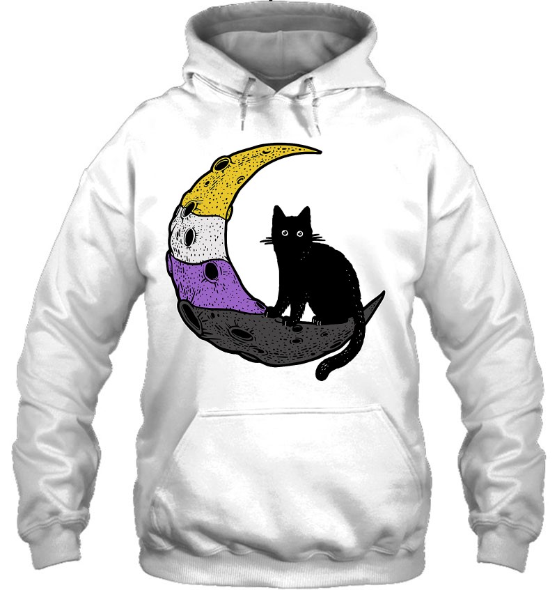 Nonbinary Moon Space Cat Lgbt Pride With Nb Non-Binary Flag