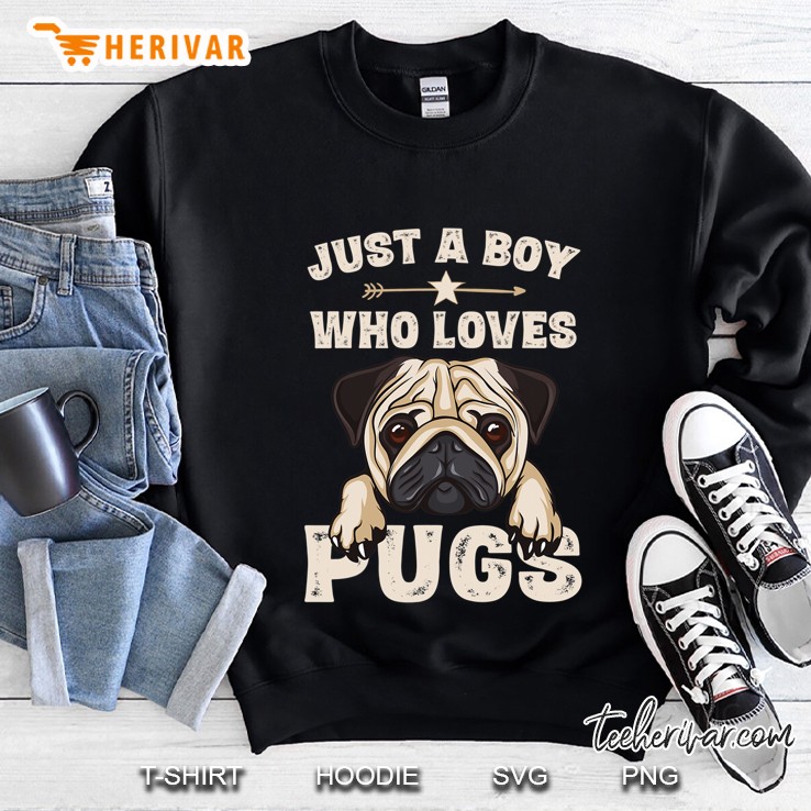 Love Pugs Cute Funny Pug Lover Saying Gifts Boys Sweatshirt