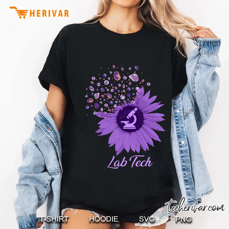 Lab Tech Microbiology Laboratory Technician Sunflower Microscope Ladies Tee