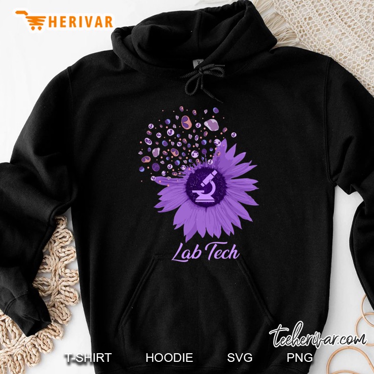 Lab Tech Microbiology Laboratory Technician Sunflower Microscope Hoodie