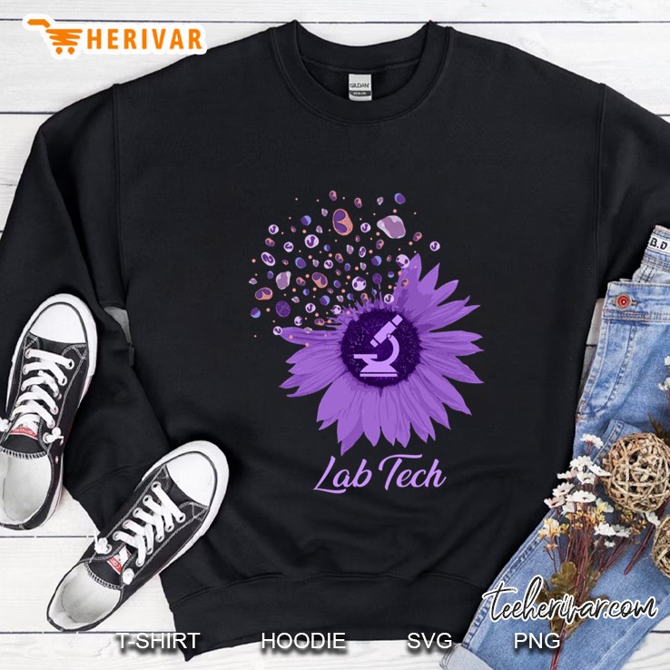 Lab Tech Microbiology Laboratory Technician Sunflower Microscope Sweatshirt