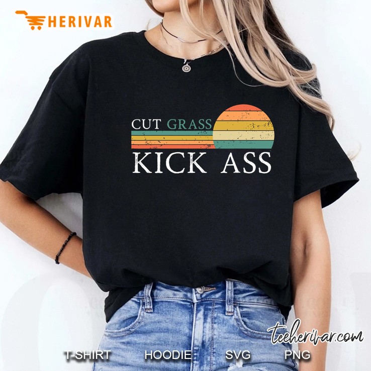Cut Grass Kick Ass Landscaper Lawn Mower Gardener Ladies Tee