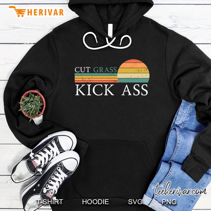 Cut Grass Kick Ass Landscaper Lawn Mower Gardener Hoodie