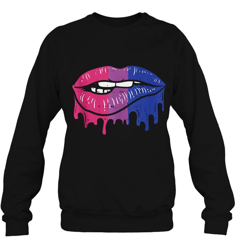 Lip Bite Retro Drip Art Lgbt Bisexual Colors Gay Flag Gift Tank Top Sweatshirt