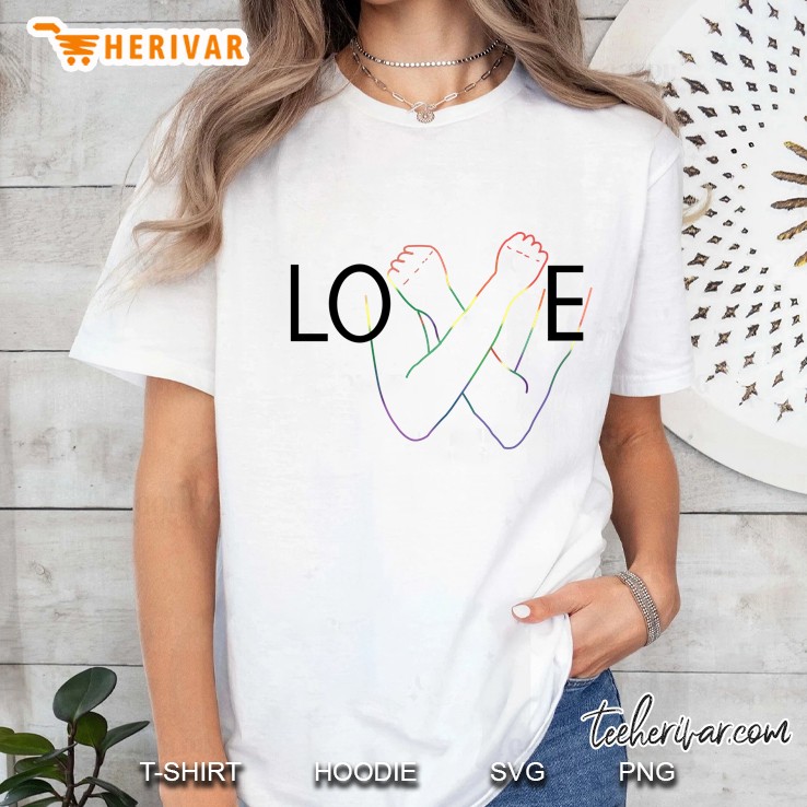 Rainbow Love In Asl Language Sign Gay Pride Ladies Tee