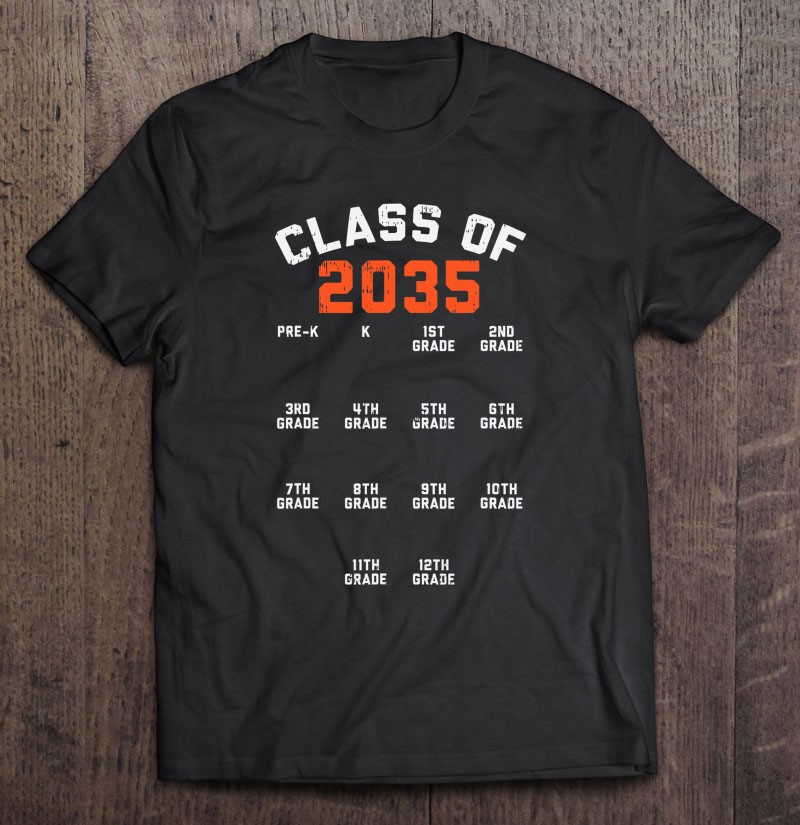 Class of 2035 Grow With Me Shirt Handprint Pre-K 12th Grade T-Shirt 