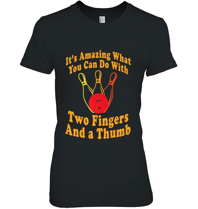 Funny Retro Bowling Ball - Two Fingers And A Thumb Premium Mugs