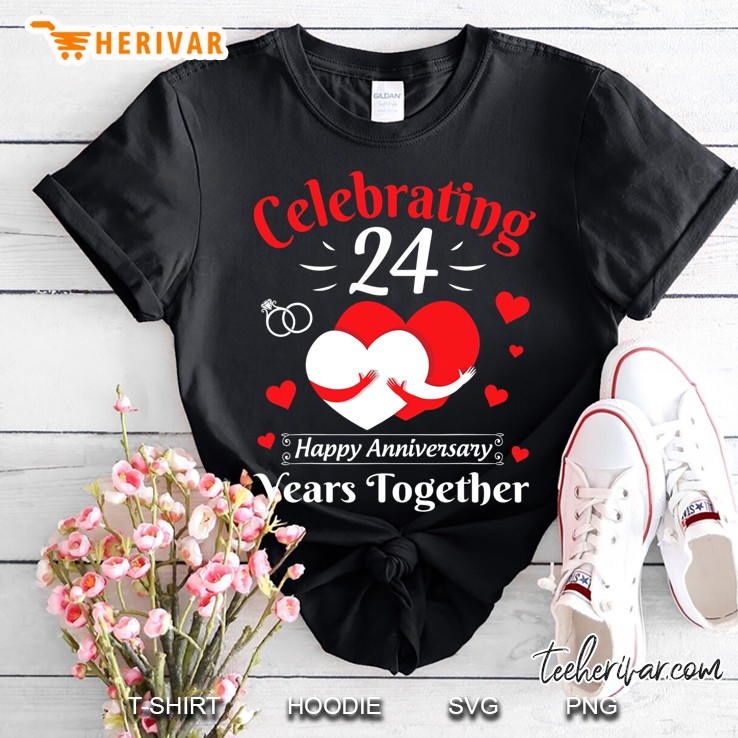 Hearts Hugging Celebrating 24 Years Together Anniversary Shirt