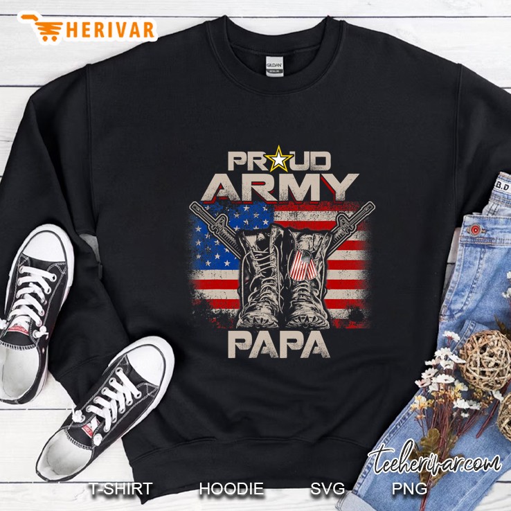 Proud Army Papa America Flag Us Military Pride Sweatshirt