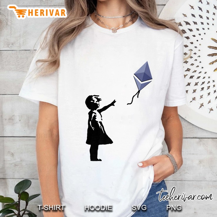 Girl With Ethereum Eth Balloon Crypto - Eth For Cypherpunks Premium Ladies Tee