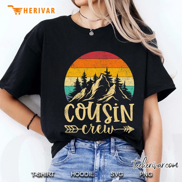 Cousin Crew Camping Outdoor Sunset Summer Camp Vintage Ladies Tee