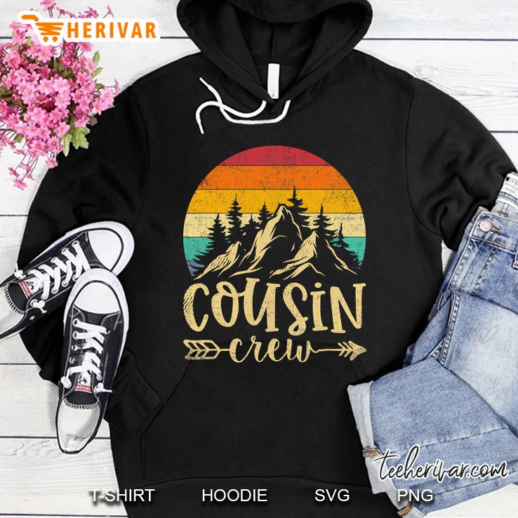 Cousin Crew Camping Outdoor Sunset Summer Camp Vintage Hoodie