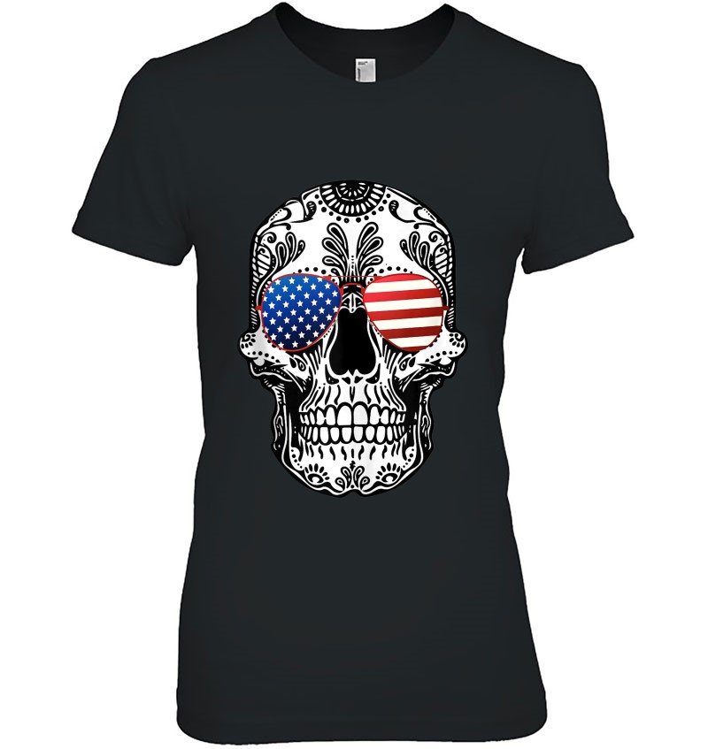 Skull American Flag Glasses Sugar Skull Us Stars & Stripes Tank Top