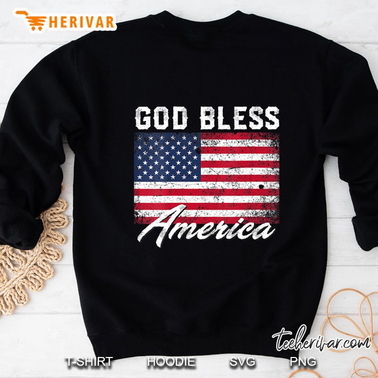 Womens God Bless America Usa Flag 4Th Of July Patriotic V-Neck Sweatshirt