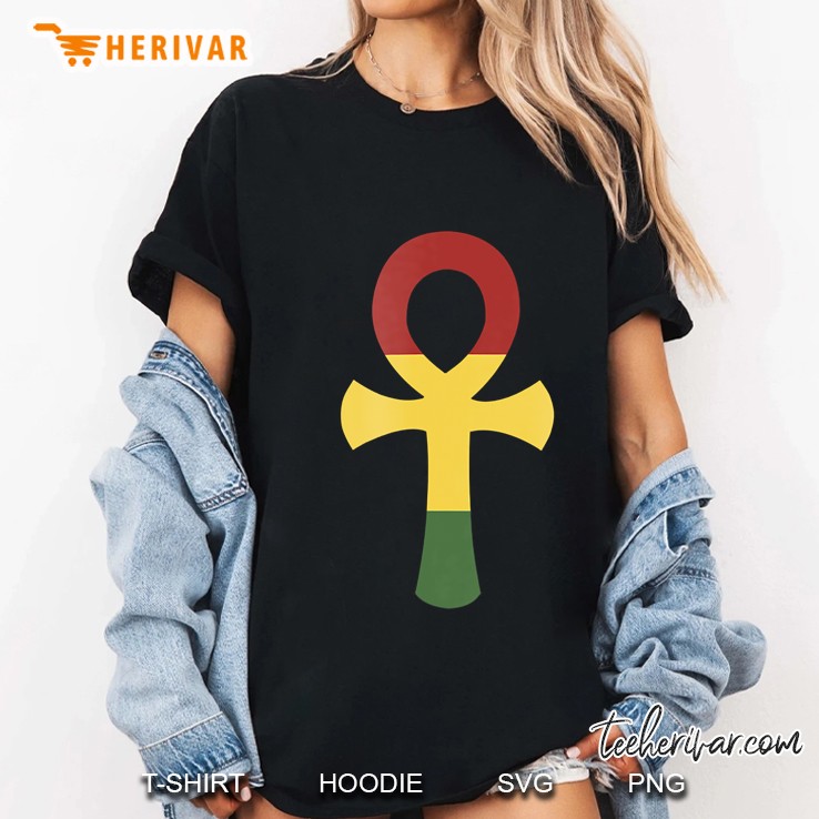 Jamaican Flag Rasta Ankh Rastafarian Egyptian Cross Ladies Tee