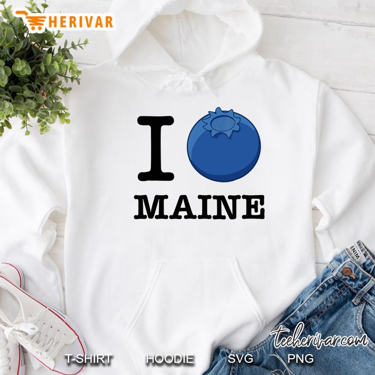 Official I Love Maine , Blueberry Design Tee Hoodie