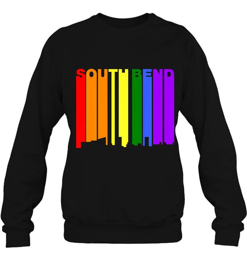 South Bend Indiana Lgbtq Gay Pride Rainbow Skyline Sweatshirt