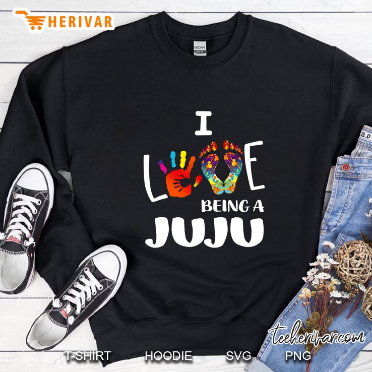 Grandma Gift - I Love Being A Juju Colorful Sweatshirt