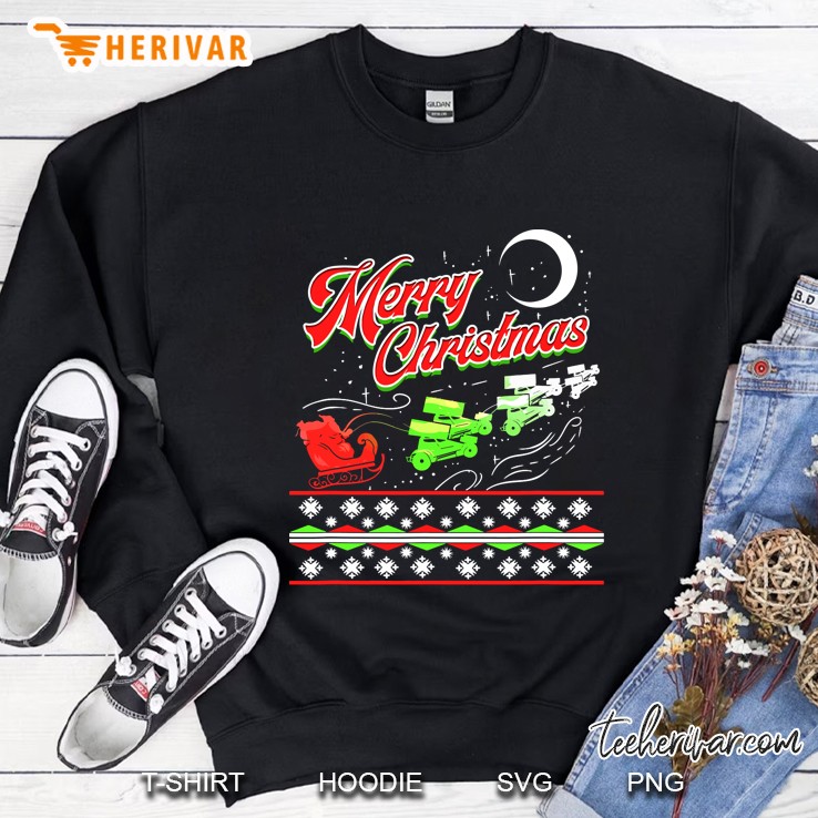 Sprint Car Racing Christmas Santa Sleigh Motorsports Sweatshirt