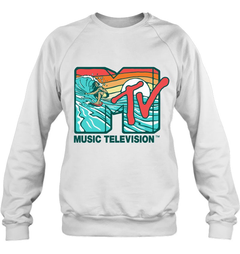 Mtv - Mtv Catch A Wave Mtv Surfer Logo Retro Graphic Pullover Sweatshirt