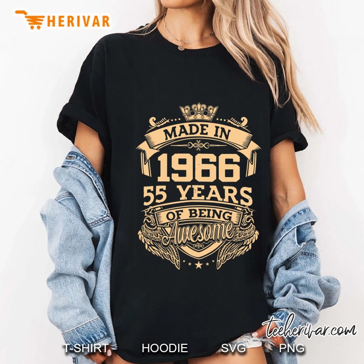 Made In 1966 55 Years Of Being Awesome 55Th Birthday Ladies Tee