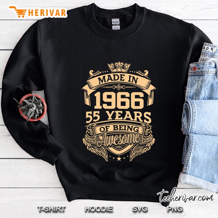 Made In 1966 55 Years Of Being Awesome 55Th Birthday Sweatshirt
