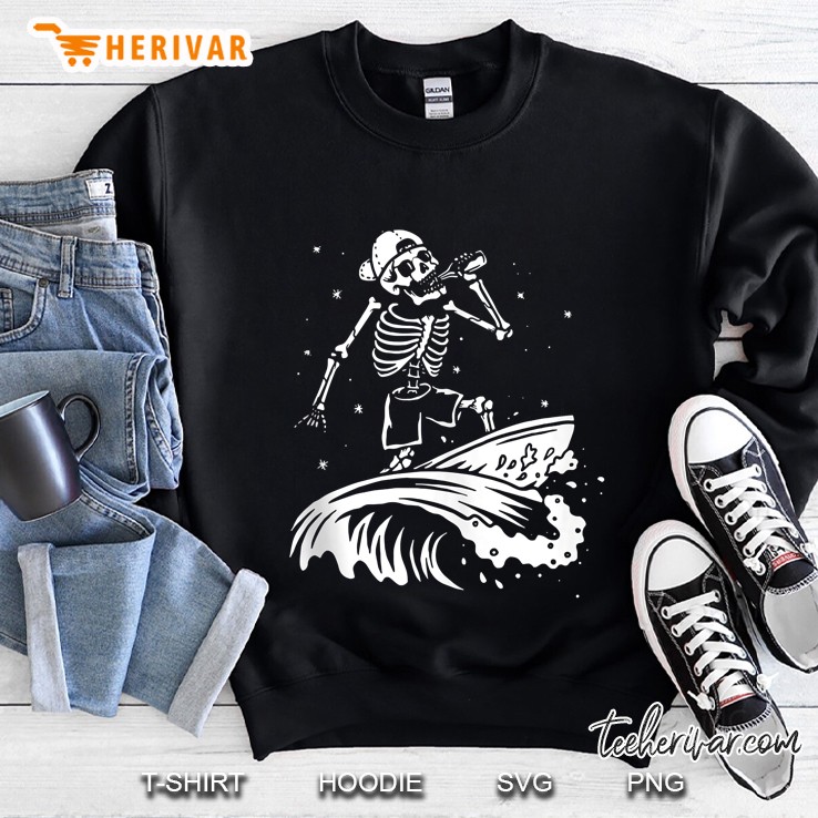 Cool Surfing Skeleton Surfer Swimmer Beach Waves Wakeboard Tank Top Sweatshirt