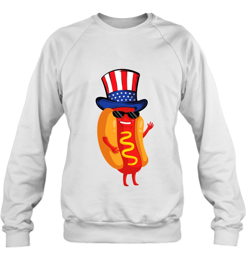 4Th Of July Hot Dog Funny Patriotic American Flag Hat Gift Sweatshirt