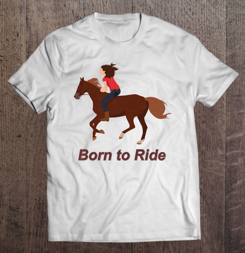 MiiyarHome Mens Short Sleeve T-Shirt Born to Rideinspirational Horse Quotes Men Short Sleeves Jersey Causal Tee White