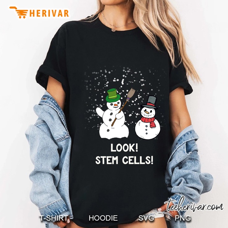 Funny Biologist Christmas Gift Science Snowman Stem Cells Ladies Tee