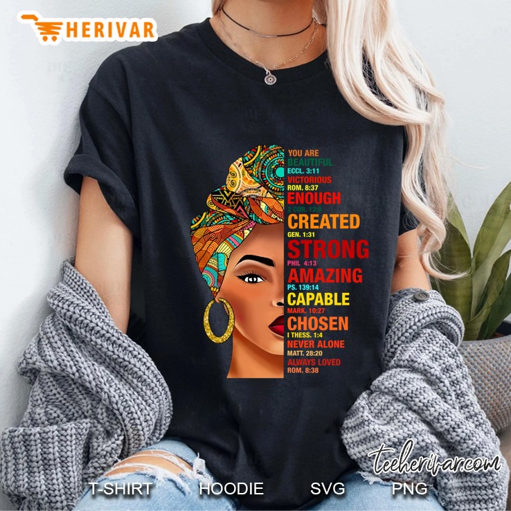 African Headdress Black Woman God You Are Beautiful Eccl 311 Created Gen. 131 Bible Verse Ladies Tee